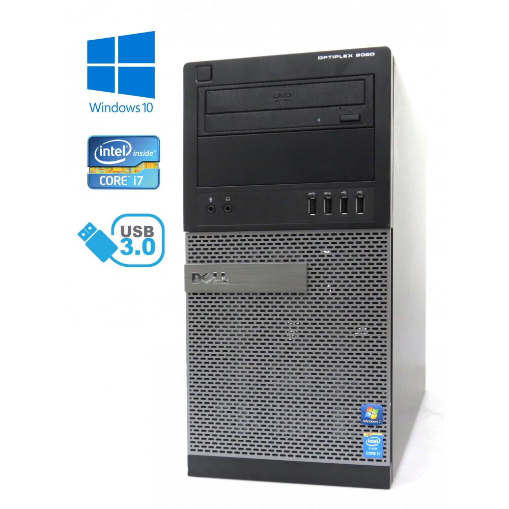 Dell Optiplex 9020 MT - Intel i7-4790/3.60GHz, 16GB RAM,256GB SSD + 1TB HDD, DVD-ROM, Windows 10
